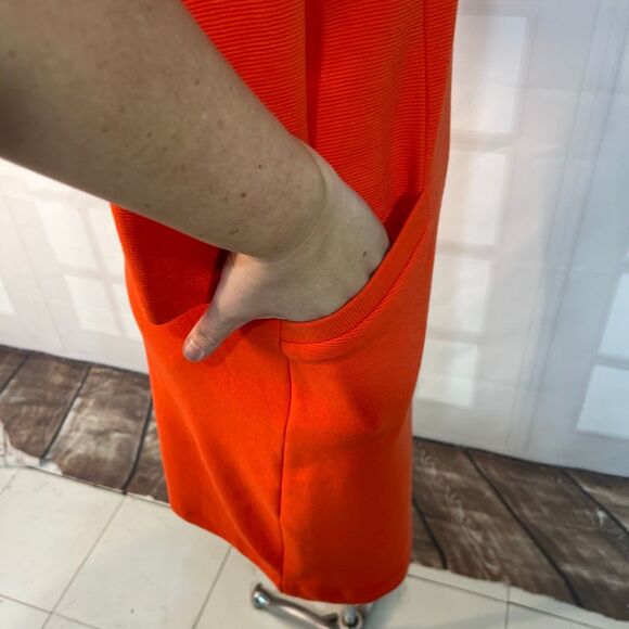 Boden Orange Jewel Neck 3/4 Sleeve Textured Pullover Sheath Dress Size 4R - Picture 5 of 13